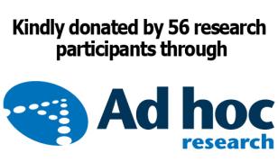 Kindly donated by 56 research participants through Ad Hoc Research